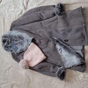 Elegant Gray Sherling Coat From Canadian HiSO Brand.Vince Camuto New Hat Bonus💗